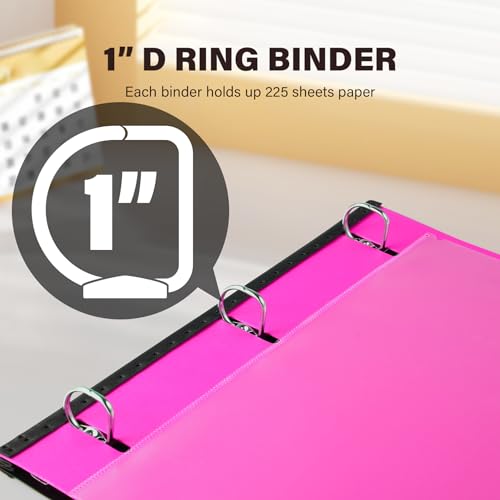 1 Inch Telescoping 3 Ring Binder-12PCS, Flexible Binder with Customized Front Cover, Holds 8.5x11 Paper, School Office Supplies, 4 Colors - color: Blue,green,pink,red, size: 1 Inch, style: with Customized Cover - 12PCS