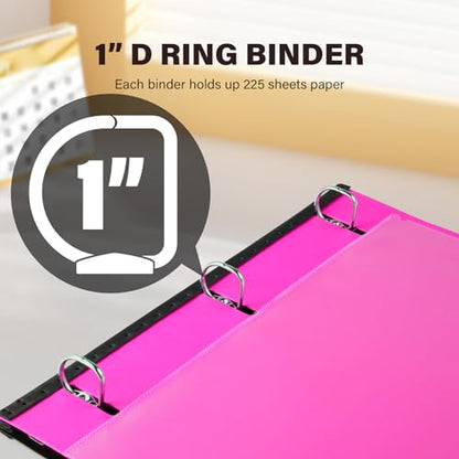 1 Inch Telescoping 3 Ring Binder-12PCS, Flexible Binder with Customized Front Cover, Holds 8.5x11 Paper, School Office Supplies, 4 Colors - color: Blue,green,pink,red, size: 1 Inch, style: with Customized Cover - 12PCS