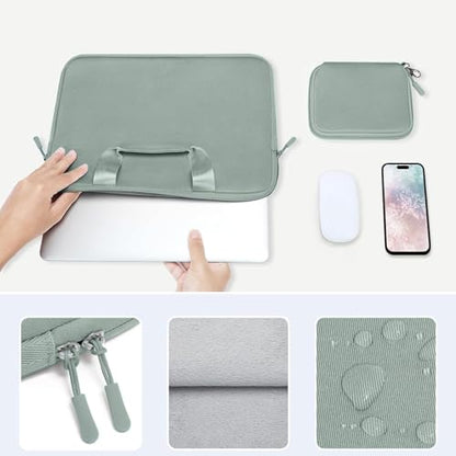 MOSISO Laptop Case 15 inch, Laptop Sleeve Bag Compatible with MacBook Air 15 inch M5 M4 M3 M2 2026-2023, Dell XPS, Neoprene Carrying Computer Bag with Handle&Detachable Small Case, Antique Green - color: Antique Green, size: 15 inch