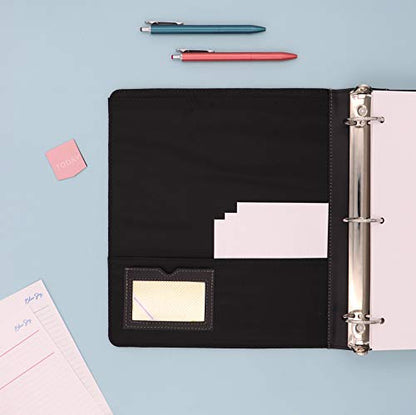 Blue Sky ProView Legacy Black 3 Ring Binder, Letter Size, 1.5", Textured Faux Leather Cover, Built in Pockets, Holds 265 Sheets (10040) - size: 1.5", style: 1 Binder