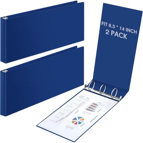 2 Pcs 8.5'' x 14'' Landscape 3 Ring Legal Size Binders 1.5 Inch Round Ring Binders Heavy Duty Economy Holds 8.5 '' x 14'' Paper for Artwork Blueprints, Office, Home, Work Places(Blue) - color: Blue, size: 1.5 Inch