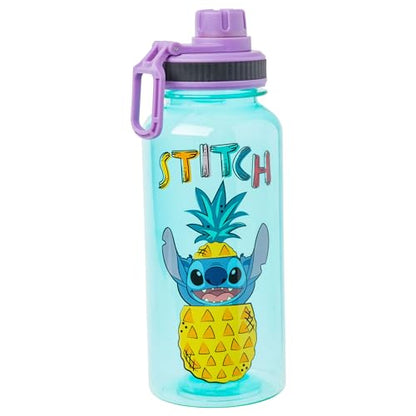 Silver Buffalo Disney Lilo and Stitch Pineapple, Plastic Water Bottle, 32oz | Twist Spout, Includes Sticker Set, You Stick Yourself, 0.95 Liters - color: Lilo and Stitch Pineapple