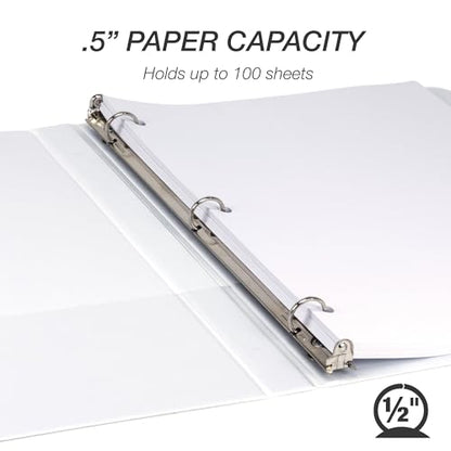 Samsill 0.5 Inch 3 Ring Binder, Made in USA, Economy Round Ring, Clear View Cover, 100 Sheet Capacity - for School, Home, Office - Pearl White - color: White, size: 1-Pack, style: 0.5-Inch