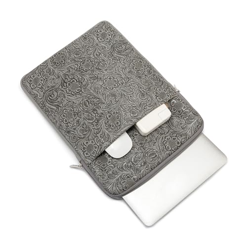 Kinmac 360° Protective Vertical Laptop Sleeve Case Cover Bag (Paisley Grey PU, 12.5 inch-13.3 inch) - color: Paisley Grey PU, size: 12.5 inch-13.3 inch