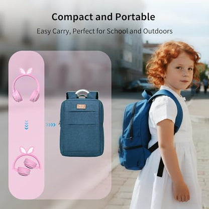 Kids Wireless Headphones with 7-Color RGB LED Lights, Long Playtime, Ultra-Soft Over-Ear for School Travel, Pink Butterfly Wings - color: Pink