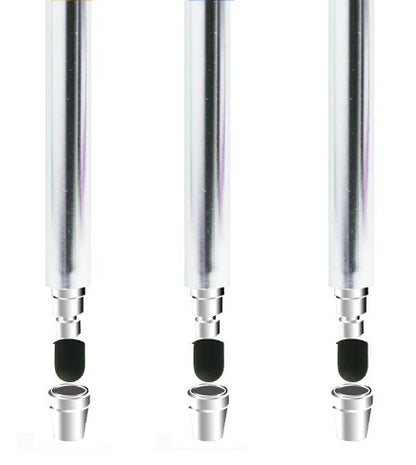 The Friendly Swede Stylus Pen for Touchscreen — 3-Pack 5.5" High Precision Stylus Pen with Replaceable Thin Tips, Elastic Lanyards & Screen Cleaning Cloth - Silver - color: Silver