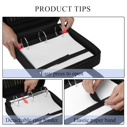 Upgraded Zipper Binder | 3-Inch & 2-Inch O-Rings, 600 Sheet Capacity Trapper Keeper with 13 Inch Laptop Sleeve & Water Bottle Holder, Binder Bag with Multi-Pockets & Shoulder Strap (Black) - color: Black