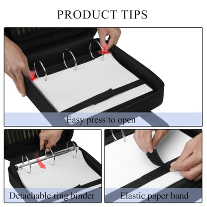 Upgraded Zipper Binder | 3-Inch & 2-Inch O-Rings, 600 Sheet Capacity Trapper Keeper with 13 Inch Laptop Sleeve & Water Bottle Holder, Binder Bag with Multi-Pockets & Shoulder Strap (Black) - color: Black