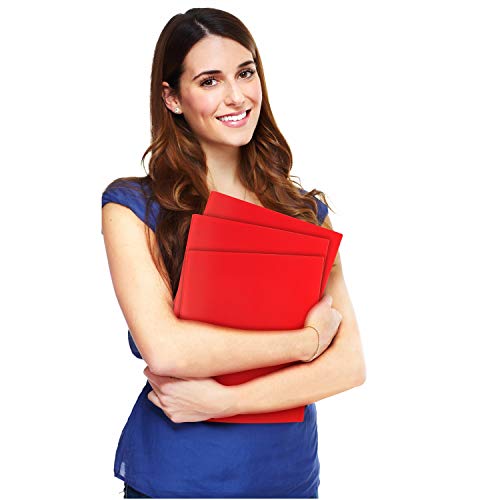 Dunwell Plastic Folders with 3 Prongs, (12 Pack, Red), 2-Pocket Folders with Fasteners, Durable Acid-Free Poly for Long Term Use, Labels Included - color: Red, size: 12 Pack
