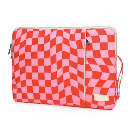Laptop Sleeve 13.3 inch14 Inch, 15.6inchWater Resistant Traveling Computer Cover with Handle, Shockproof Protective Carrying Laptop Case (Y8-Pink Checker, 15 inch-15.6 inch) - color: Y8-Pink Checker, size: 15 inch-15.6 inch