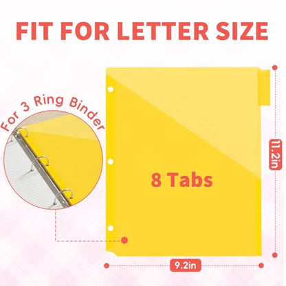 40 Pack 3 Ring Binder Dividers with Tabs and Pockets, 8 Tab Divider for 3 Ring Binder, Plastic 2-Pocket Dividers for Letter Size