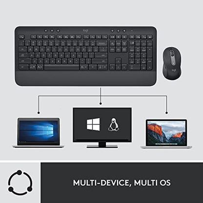 Logitech Signature MK650 Combo for Business Keyboard and Mouse - Graphite | Logi Bolt, Bluetooth, SmartWheel, globally certified, Windows, Mac, Chrome, Linux compatible, designed for business - color: Graphite, style: Combo w. Small Mouse