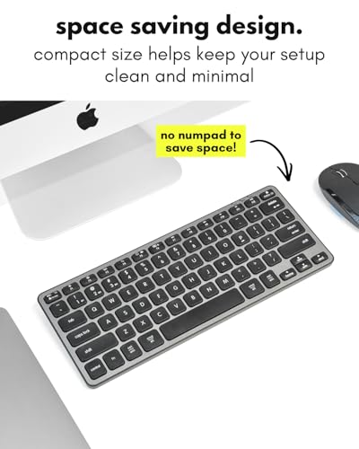 Macally Wireless Bluetooth Keyboard for Mac - Premium Multi Device Connectivity - Compatible Apple Keyboard for MacBook Pro/Air, iMac, Mac mini, iPad, Laptop, and PC - color: Space Gray