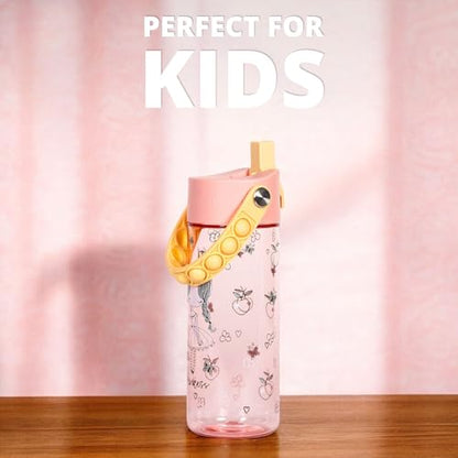 Elemental Water Bottles for Kids - Splash Kids Water Bottle for School with Pop-it Handle - BPA Free Tritan Plastic Water Bottle with Straw Leak Proof when Spout is Closed - Little Princess - 18oz - color: Little Princess 18oz