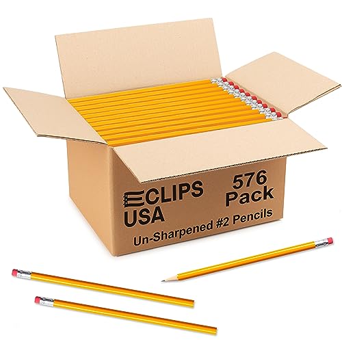 E-CLIPS USA Graphite Pencil, Pencils #2, 576 Count, Un Sharpened, School Supplies Bulk - style: 576 Pack