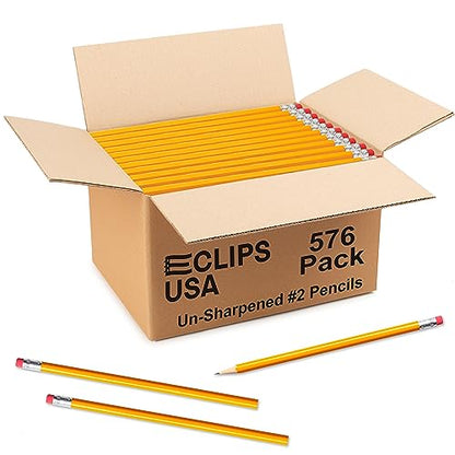 E-CLIPS USA Graphite Pencil, Pencils #2, 576 Count, Un Sharpened, School Supplies Bulk - style: 576 Pack