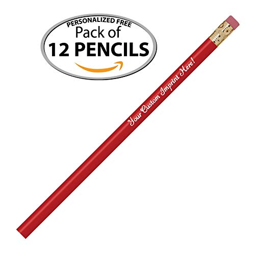 Express Pencils™ Personalized Pencils Round Custom Imprinted with your Name - Text - Logo - Message- 12 pkg - Customizable - Made in USA -Great Gift Idea (Red) - color: Red