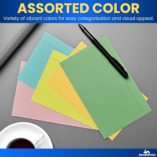 1InTheOffice Ruled 4" x 6" Index Cards, Assorted Pastel, 200/Pack