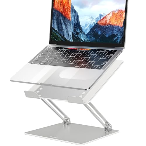 BESIGN LS10 Laptop Stand for Desk, Ergonomic Adjustable Notebook Tablet Stand, Foldable Laptop Riser, Portable Desktop Book Stands, Computer Holder Compatible with 10-14" Laptops, Silver - color: B-Silver