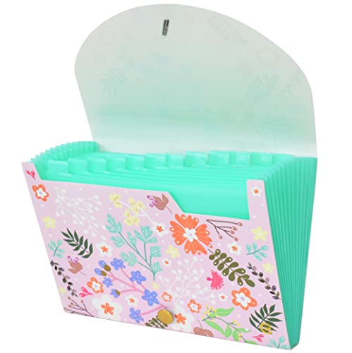 CNK File Folders Organizer with 13 Pockets Accordion Expanding Folder For Documents Receipt Document Paper Pocket Filing Products Accordian Important expandable holder files alphabetical Labels Letter - color: Flowers