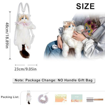 Chongker Cat Shaped Backpack - Handcrafted Stuffed Animals Plush Bag with Adjustable Shoulder, Crossbody, and Handbag Straps (Ragdoll Bag) - style: Ragdoll Bag