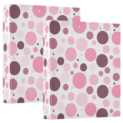Pink Polka Dot Binder 1.5 Inch Binder with Clipboard&Pockets, Hardcover Binders 3 Ring, Heavy Duty Large File Folder for Office School Supplies - Holds 200 Sheets, 2 PC - color: Pink Polka Dot, size: 2 Pack-12.4x10.63in