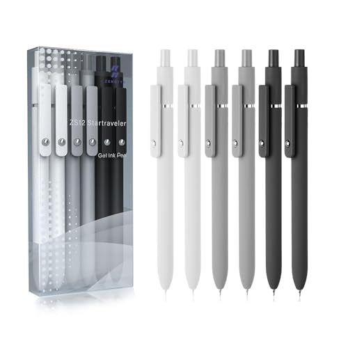 MIUTME 6Pcs Gel Pens, Retractable Gel Pens Quick Dry Ink Pens Fine Point Premium Smooth Writing Pens, Aesthetic Pens for School & Office Supplies - color: Grey,Black,White