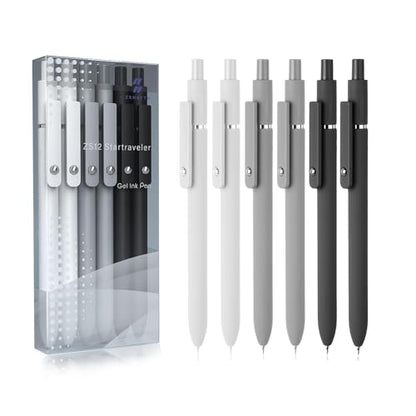 MIUTME 6Pcs Gel Pens, Retractable Gel Pens Quick Dry Ink Pens Fine Point Premium Smooth Writing Pens, Aesthetic Pens for School & Office Supplies - color: Grey,Black,White