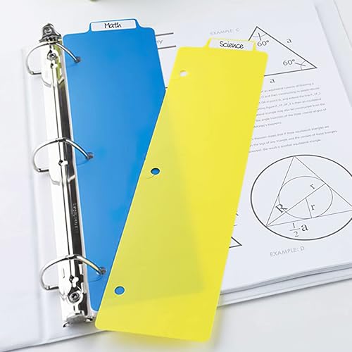 FAVOMOTO Binder Bookmark 5 Pack Notebook Tab Dividers Plastic Binder Tabs Dividers with Writable Tabs Removable Index Dividers for 3 Ring Planner Office School Organization