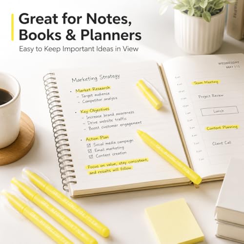 Yellow Gel Bible Highlighters, 8 Pack No Bleed Gel Highlighter Markers, Yellow Highlighters for Bible Study, Journaling, Notes, School and Office Use