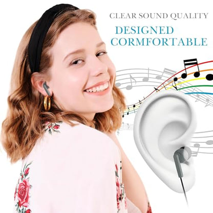 Kanayu 50 Pack Wired Earbuds Bulk for Classroom Ear Headphones Wired Basic Student Earbuds No Microphone with 3.5MM Jack for Class Laptop School Library, Individually Bagged (Gray) - color: Gray