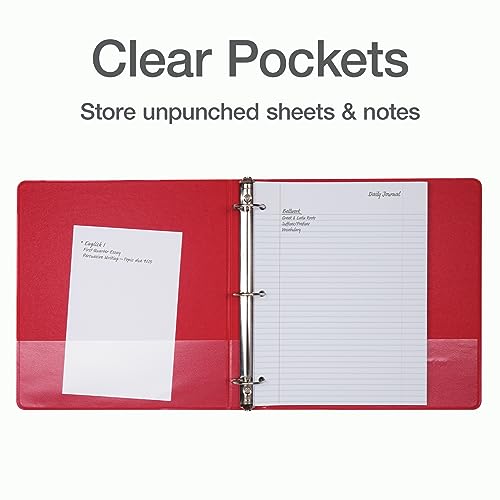 Cardinal 3 Ring Binders, 1.5 Inch, Round Rings, Holds 350 Sheets, ClearVue Presentation View, Non-Stick, Assorted Bright Colors, 6 Pack (79557)