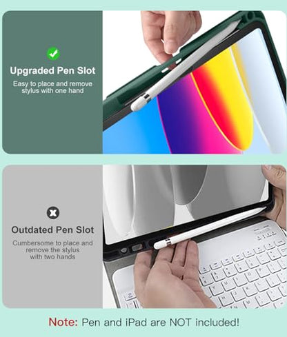 Hamile Keyboard Case for iPad 11th 10th Generation - 7 Colors Backlit Wireless Detachable Folio Keyboard Cover with Pencil Holder for iPad 11-inch A16 2025 10th Gen 10.9 Inch 2022 (Midnight Green) - color: Midnight Green