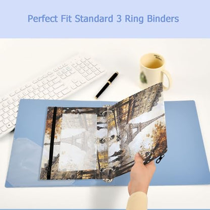 Studying 2 Pack Autumn Paris Streetscape Eiffel Tower 3 Ring Binder Pencil Pouch Bags,Clear Window Zipper Storage Case for Boys Girls School Office Supplies Cosmetics Organizers - color: Multi-paris