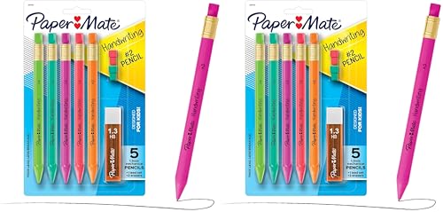 Paper Mate Handwriting Triangular Mechanical Pencil Set with Lead & Eraser Refills, 1.3mm, School Supplies, Office Supplies, Sketching Pencils, Drafting Pencil, Fun Barrel Colors, 8 Count (Pack of 2) - size: 10 count