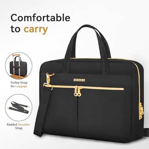 Ferkurn 15.6 16 Inch Laptop Case Bag for Women Men Compatible with MacBook Pro M5/HP OmniBook Omen Envy/Lenovo Yoga IdealPad/Dell Pro Inspiron, Carrying Briefcase Computer Messenger Bag Case, Black - color: Black, size: 15-15.6 inch
