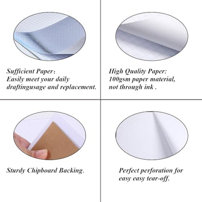 (3-Pack) Engineering Graph Paper Pad - 17" x 11" Grid Paper for Engineering, Drafting, Blueprint Drawing, 75 Sheets/150 Pages 4x4 Blue Quad Rule by Better Office Products - size: 3-Pack