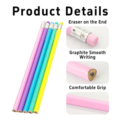 pson 30Pcs HB Graphite Pencils with Erasers, Unsharpened Round Triangular Grip Pencils for School, Office, Drawing, Sketching, and Writing(Pink) - color: Pink