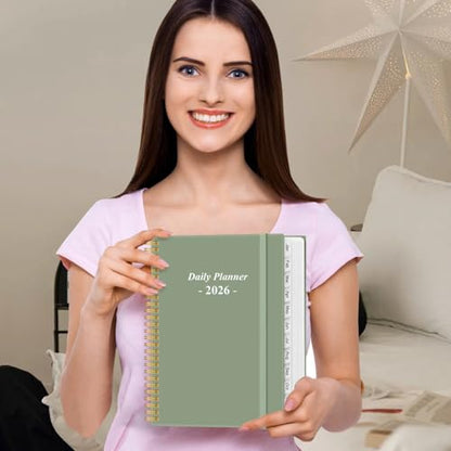 Daily Planner 2026 Full Page Per Day- 2026 Daily & Monthly Planner from January 2026 to December 2026, Day Planner 2026 with 12 Months Tabs, 8.5" x 11", Green - color: Green, size: 8.5" x 11"