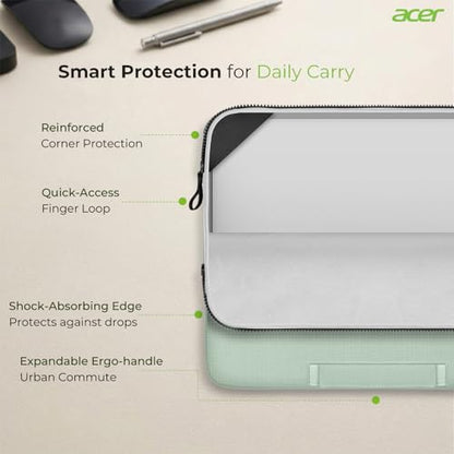 13.3-14 inch Laptop Sleeve Case Protective Briefcase Computer Bag, Green | Waterproof Polyester, Fits Most Laptop Models, Shockproof Interior, Smooth Zippers, Slim Profile - color: Green, size: 14inch