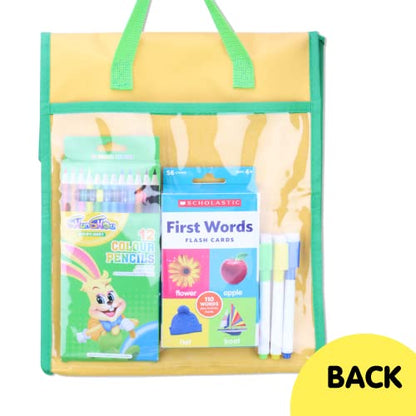 EAMAY Book Pouches for Kids, Clear Pocket Reading Bags for Classroom,– Send Home Books and Homework in Book Buddies Bags – Stitched-On Handle, Colorful(10" x 12")-Set of 4