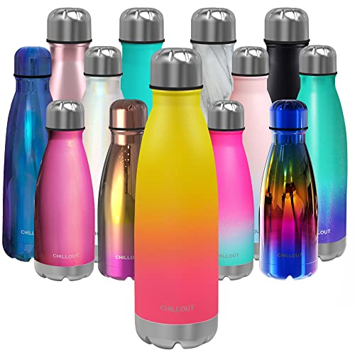 CHILLOUT LIFE Stainless Steel Water Bottle: 17 oz Double Wall Insulated Cola Bottle Shape for Cold and Warm Drinks, BPA Free Metal Sports Bottle - color: Nectarine, size: 17 Ounces, style: 1 Pack