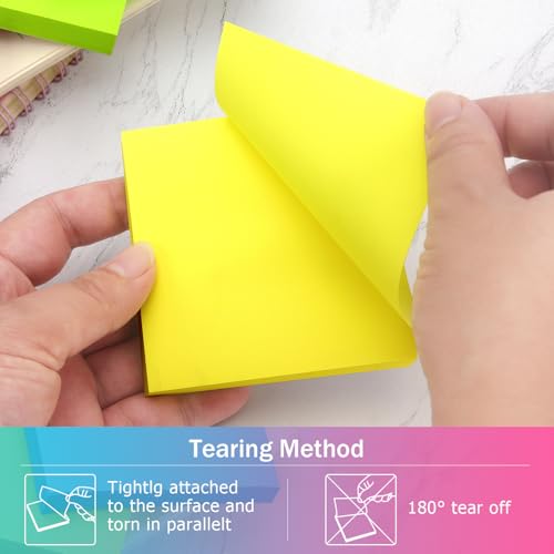Osboo Sticky Notes 3x3 Pop Up Self-Stick Notes Pads with 6 Bright Colors, Easy to Post for Office, School, Home, 6 Pads/Pack, 100 Sheets/Pad(Pop Up) - color: Pink, Yellow, Green, Blue
