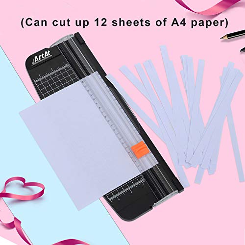 ArtAt 12-Inch Paper Cutter with Retractable Safety Blade, A4 Portable Trimmer for Cardstock, Laminated Paper, Photos, Crafts, Gift Cards, Coupons, Kraft Labels (Auto-Lock & Precise Cutting)