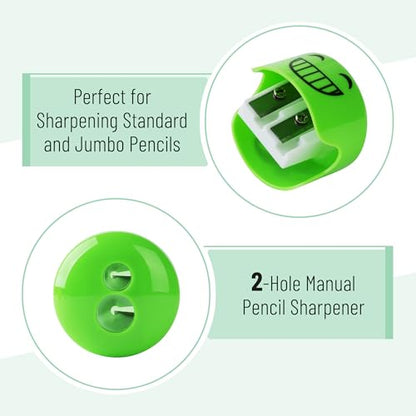 Mr. Pen- Pencil Sharpeners Manual, 48 Pack, Dual Hole, Smiley | Bulk Handheld Pencil Sharpener, Compatible with Standard and Jumbo Pencils, Snap-on Lid, Stainless Steel Blade - size: 48 Pack