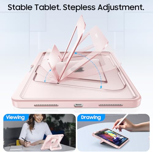 Fintie Shockproof Case for iPad (A16) 11th Generation 11 Inch (2025), iPad 10th Generation 10.9 Inch (2022) - [Built-in Pencil Holder] Slim Frosted Hard Cover with Multi-Angle Kickstand, Light Pink - color: Light Pink