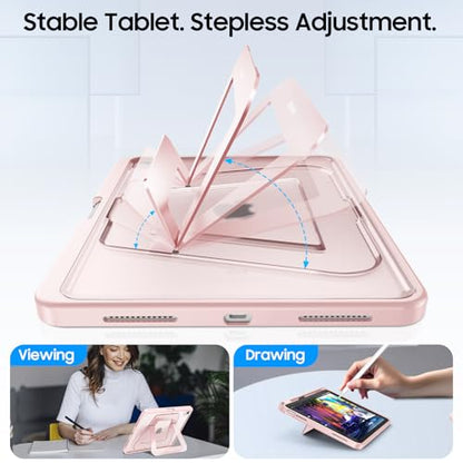 Fintie Shockproof Case for iPad (A16) 11th Generation 11 Inch (2025), iPad 10th Generation 10.9 Inch (2022) - [Built-in Pencil Holder] Slim Frosted Hard Cover with Multi-Angle Kickstand, Light Pink - color: Light Pink