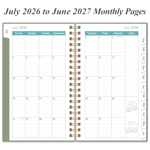2026-2027 Pocket Planner/Calendar - 2026-2027 Planner from July 2026 - June 2027, Planner 26-27 with 12 Tabs, Twin-Wire Binding, Inner Pocket, 3.75" x 6.75, Green - color: Green, size: 3.75" x 6.75"