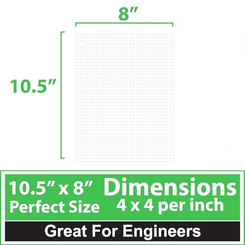 Graph Paper Loose Leaf Paper Quad Ruled Notebook Paper Quad Ruled 4” x 4” Square Lined Writing Filler Paper 10.5” x 8” 7200 Sheets 150 Sheets Per Pack 60 gsm (48 Pack) - size: 48 Pack