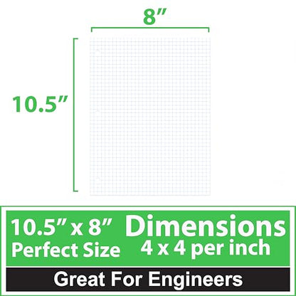 Graph Paper Loose Leaf Paper Quad Ruled Notebook Paper Quad Ruled 4” x 4” Square Lined Writing Filler Paper 10.5” x 8” 7200 Sheets 150 Sheets Per Pack 60 gsm (48 Pack) - size: 48 Pack